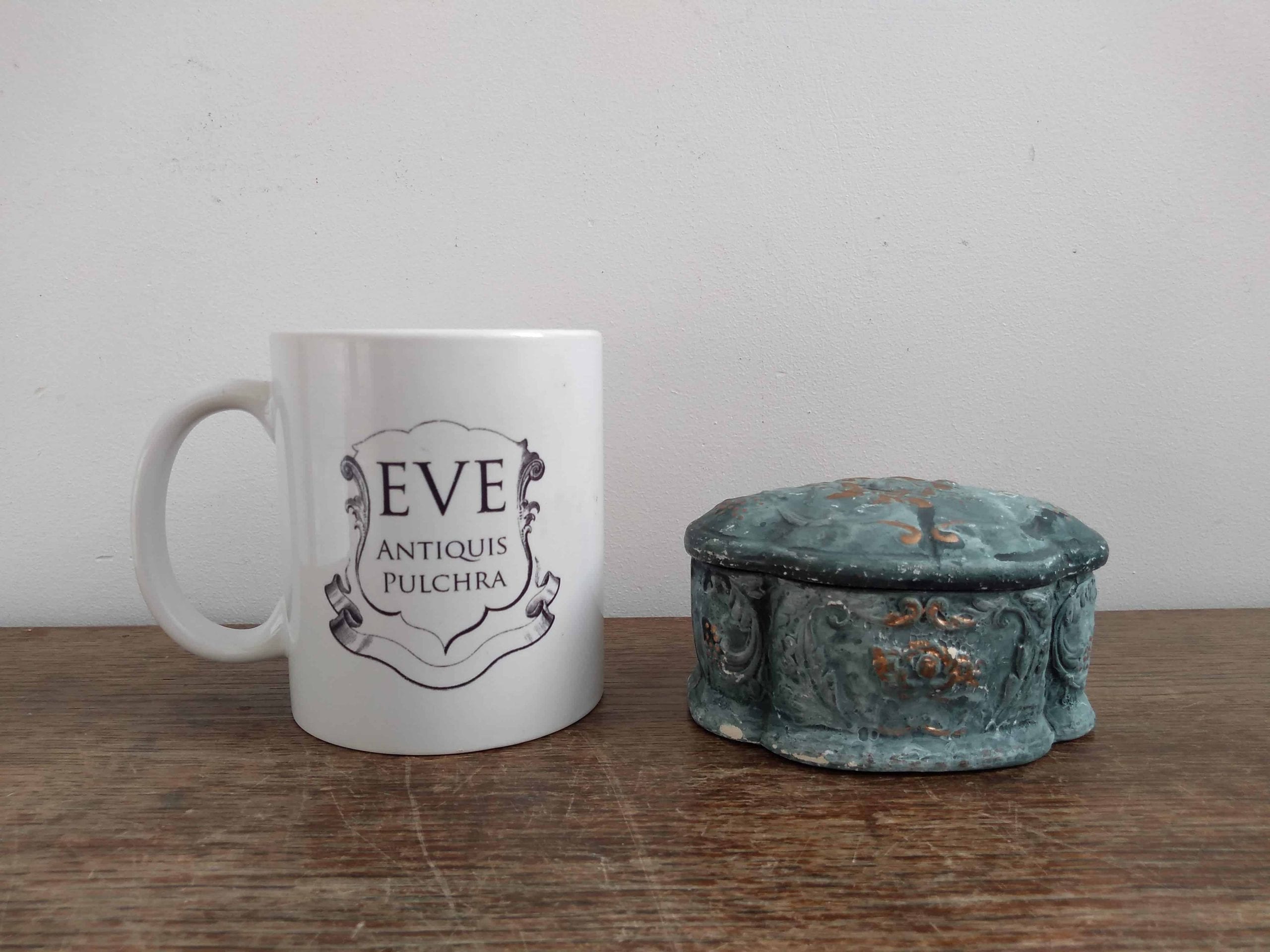 Vintage French Painted Plaster Pot Blue Grey Pot Bowl Dish Storage Display circa 1950’s 8 Vintage French Painted Plaster Pot Blue Grey Pot Bowl Dish Storage Display circa 1950's - Image 8