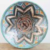 Vintage Moroccan Tunisian Cous Cous Dish Bowl Green Blue Pottery Stoneware Pot Serving Arabian Theme Display circa 1930-50's