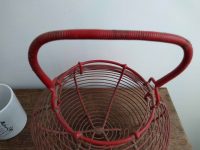 Alternative view of Vintage French Rustic Red Wire Egg Collecting Basket circa 1970-80's
