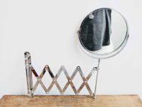 Vintage French extendable wall mounted bathroom shaving make-up mirror circa 1970-80's