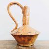 Vintage French Brown Rustic Primitive Stoneware Pottery Clay Pitcher Jug Stem Vase Display circa 1970-80's