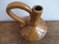 Alternative view of Vintage French Brown Rustic Primitive Stoneware Pottery Clay Pitcher Jug Stem Vase Display circa 1970-80's