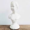 Vintage French Girl Lady Woman White Reproduction Plaster Bust Head Ornament Statue Display circa 1950's