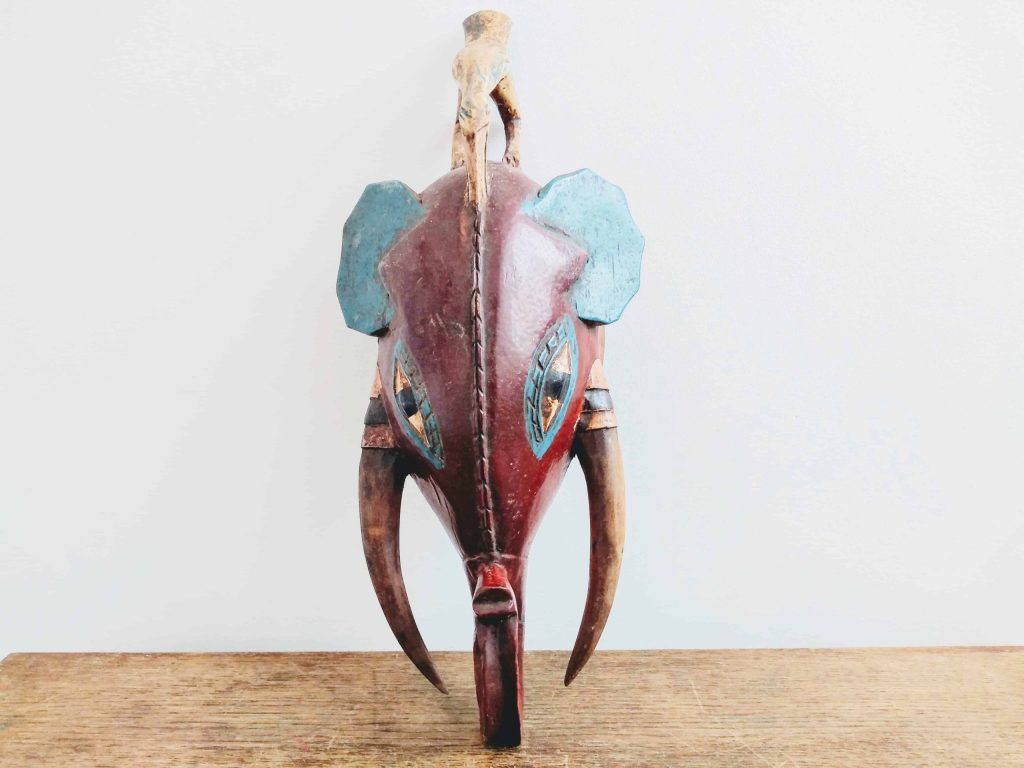 Vintage Indian Elephant & Bird Mask Handmade Nepal Wall Hanging Decor Display circa 1950-60’s