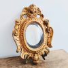Antique French Gold Mirror Hair Locket Putti Angel Gilded Wood Gift Glass Hand Made Mirror Decorative circa 1850's