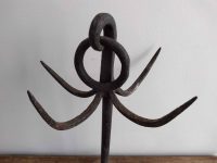 Alternative view of Antique French iron butcher meat kitchen hanging cup mug hook tree rustic rural shop display agricultural industrial c1900's