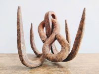 Antique French iron butcher meat kitchen hanging hook rustic rural rusty shop display agricultural industrial circa 1880's