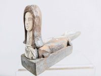 Vintage Papua New Guinea South Pacific Boar Pig Horn Carved Lizard Head Ornament Wood Ornament Decor Figurine c1940-60’s Vintage Papua New Guinea South Pacific Boar Pig Horn Carved Lizard Head Ornament Wood Ornament Decor Figurine c1940-60's