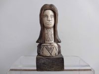 Alternative view of Vintage Papua New Guinea South Pacific Boar Pig Horn Carved Lizard Head Ornament Wood Ornament Decor Figurine c1940-60's