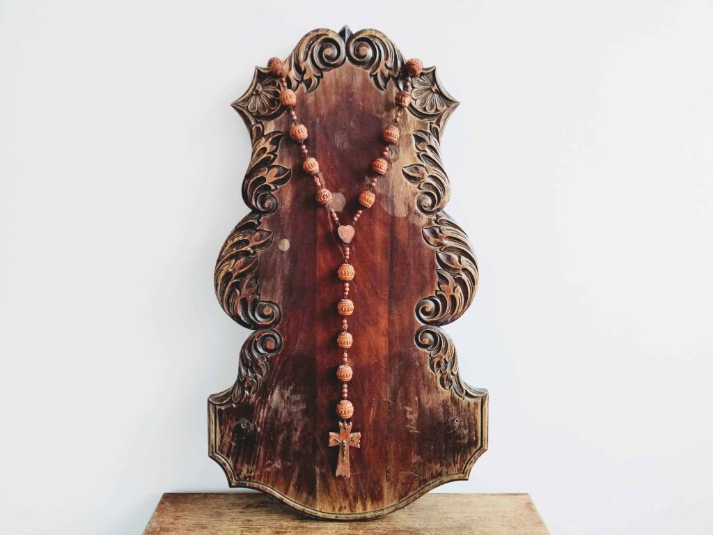 Vintage French Lourdes Large Long Wooden Rosary Crucifix Catholic religious decor necklace nun priest costume circa 1920-30’s