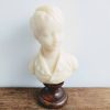 Vintage French Boy White Wax Bust Head Ornament Statue Figurine On Wooden Base Display circa 1970-80's