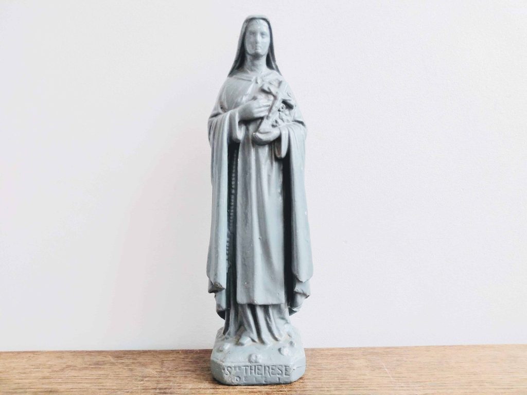 Vintage French Plaster Saint Therese Nun Catholic Religious Figurine Ornament Church circa 1930-50’s