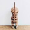 Vintage Tahiti Oceania South Pacific Man Idol Statue Primitive Art Carving Sculpture Wooden Wood Ornament circa 1970-1980's