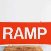 Vintage English Large Red Ramp Warning Sign Metal Roadsign Road Display Garage Man Cave circa 1980-90's