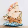 Vintage French Sailing Tall Ship Galleon Decor Decorative Plaque Art Plaster Sculpture Ornament c1980-1990's