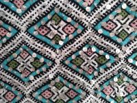 Alternative view of Vintage Moroccan Wedding Rug Cotton Wool Decorative Turquoise Coloured Bed Floor Mat Carpet Sequins Paillets circa 1990's