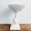Vintage French Ceramic White Regency Style Shell Fish Elevated Serving Bowl Platter Dish Stand Display Candy Fruit c1980-90's