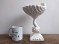 Alternative view of Vintage French Ceramic White Regency Style Shell Fish Elevated Serving Bowl Platter Dish Stand Display Candy Fruit c1980-90's