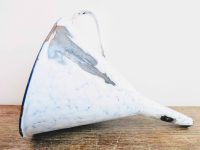Vintage French Enamel Metal Blue White Funnel Tool Pouring Kitchen Cooking circa 1920-30's