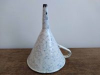 Alternative view of Vintage French Enamel Metal Blue White Funnel Tool Pouring Kitchen Cooking circa 1920-30's