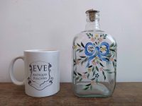Alternative view of Vintage French Half Litre Glass Water Pitcher Decanter Jug Water Drinks Cafe Bar Painted Glassware circa 1980-90's
