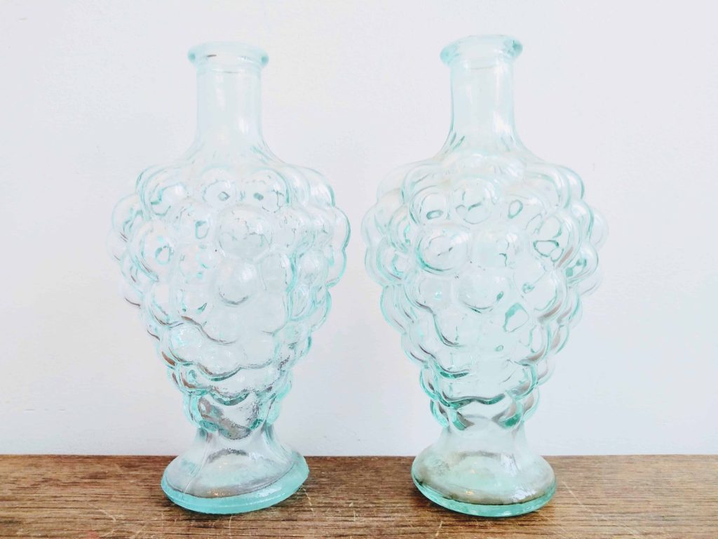 Vintage French Bobble Glass Bunch Of Grapes Small Table Dinner Water Pitcher Jug Water Drinks Glassware circa 1950-60’s