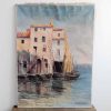 Vintage French Signed Jean Hector Trotin Italy Venice House Boat Quay Sailing Boats Oil Painting Art circa 1910-20's
