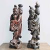 Vintage Chinese Large Heavy Wooden Scholar Wise Man Electric Lamp Light Stand Ornament Figurine SOLD INDIVIDUALLY c1940-50's
