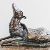 Vintage French Cast Bronze Scratching Roe Deer Animal Statue Art Sculpture Ornament Figurine circa 1970-1980's