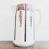 Vintage French Ceramic Large White Black Bergundy Amber Decorated Watering Table Dinner Water Jug Carafe Pitcher Vase c1950's