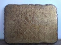 Alternative view of Vintage Italian Florentine Florence Red Gold Wood Ornately Decorated Small Serving Lap Tray Handled Decoration c1950-60's