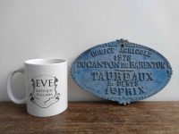 Alternative view of Vintage French agricultural farming beef cattle cow livestock winner blue metal prize trophy plaque agriculture farm 1978
