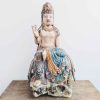 Vintage Chinese Guanyin Bodhisattva Female Buddha Buddhist Buddhism Large Temple Wood Ornament Wooden Figurine c1950-70's