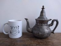 Alternative view of Vintage Tunisian Pewter Decorative Decorated Engraved Silver Metal Tea Pot Teapot circa 1950-60's