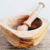 Vintage French Wood Wooden Pestle and Mortar Medicine Pill Spice Herb Mixing Grinding Pot Spellmaking Witch Cooking c1970's