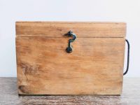 Vintage French Rustic Wooden Wood Storage Box Tool Screw Nail Pot Carrier Holder Sorter Display Toolbox Handyman c1950-60's