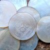 Antique Chinese INDIVIDUAL Mother Of Pearl Love Dove Circular Gaming Chips Counters Tokens Hand Carved Engraved c1800-1850's