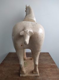 Vintage Chinese White Cream Large Clay Terracotta Tang Style Horse Horses Asian Decorative Ornament Decoration circa 1950’s 2