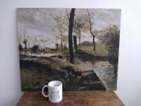 Alternative view of Vintage French Normandy River Brook Water Rocks Scene Oil Painting Art Wall Hanging Picture Signed Louis Peyrat c1950-60's