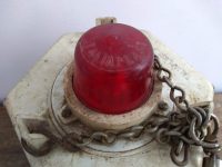 Alternative view of Vintage French Hanging Battery Powered Red Warning Caution Lamp Light Torch lamp Road Works Caution Prop circa 1960-70's