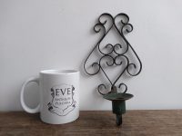 Alternative view of Vintage French Rusty Green Iron Wall Mounted Candle Holder candelabra candle holder stick fancy ornate circa 1960-70's