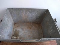 Alternative view of Vintage French Extra Large Handled Square Metal Galvanised Galvanized Bucket Garden Harvesting Fireplace circa 1970-80's