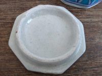 Alternative view of Vintage Indian Stone Powder Blue Decorated Small Storage Pot Urn Lidded Container Display Prop Design circa 1970-80's