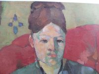 Alternative view of Vintage French Grand Master Print Madame Cezanne Dans Un Fauteuil Rouge 1877 Reproduction With History To Rear c1970's