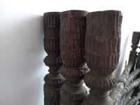 Alternative view of Vintage Indian Asian Extra Large Wooden Folding Brass Tray Wooden Stand Legs Table Display Serving Arabian Decor c1950-60's