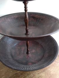 Alternative view of Vintage French Metal Brown Cake Bon Bon Stand Style Five Tier Serving Bowl Platter Dish Stand Display Candy Fruit c1980-90's