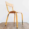 Vintage French Small Child School Playschool Playroom Chair Seat Yellow Wood Metal SOLD INDIVIDUALLY circa 1960-70's