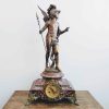 Antique French Auguste Moreau Bronze Brass Stone Sculpture Winged Spear Holding Boy Angel Cupid Icon Clock Chateau c1900's