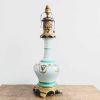 Vintage French Aqua Sea Green Ceramic Brass Adapted Oil Paraffin Electric Lamp Light Lighting Display circa 1920's