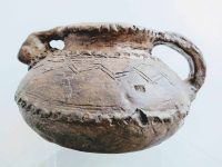 Vintage Moroccan Arabian Berber Nomads Desert Tribal Earth Natural Un Glazed Brown Pottery Jug Storage Pot Container c1920's